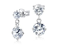 Round n Heart CZ Earring Silver ECS-11